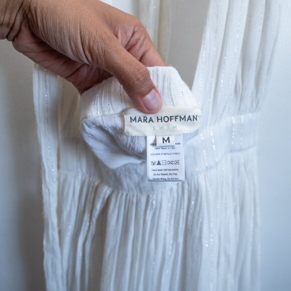 Mara Hoffman Halter Swim Cover Up Dress White Metallic - Picture 6 of 6
